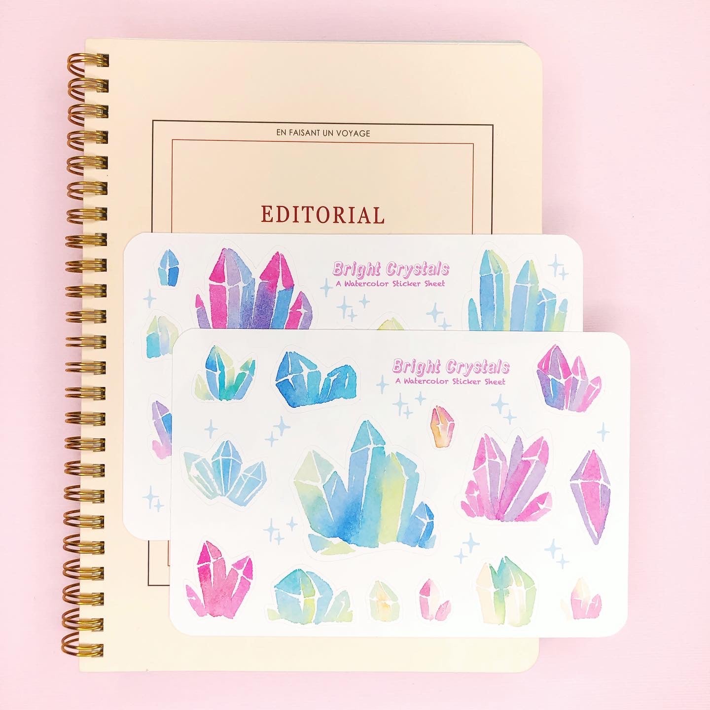 Watercolor Crystal Stickers for Planners, Journals, Scrapbooking, Notebook Deco and more!