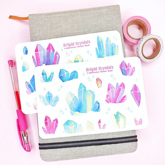 Watercolor Crystal Stickers for Planners, Journals, Scrapbooking, Notebook Deco and more!