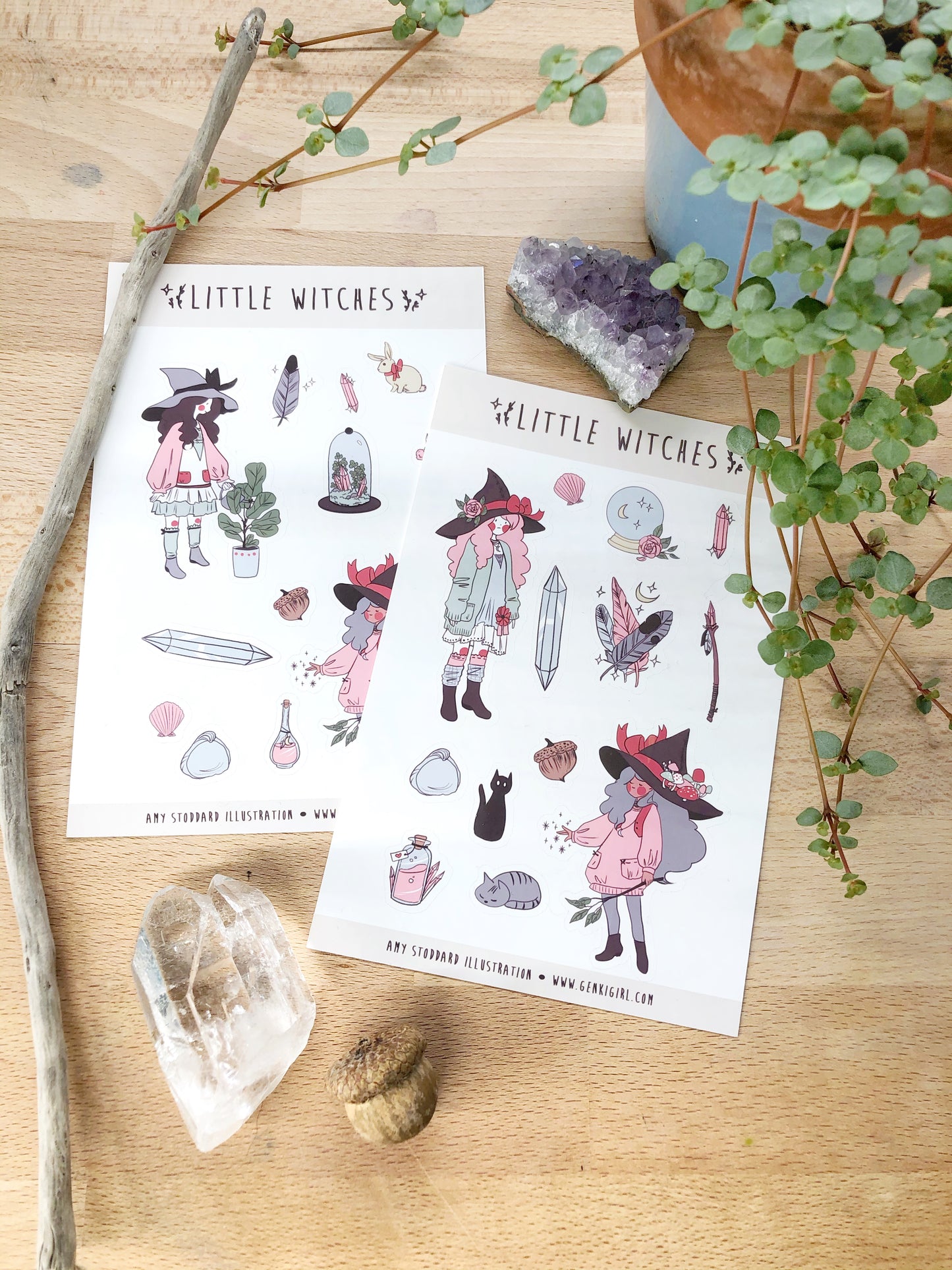 Little Witches Sticker Set for Planners, Journals, Scrapbooking, Grimoires and more!