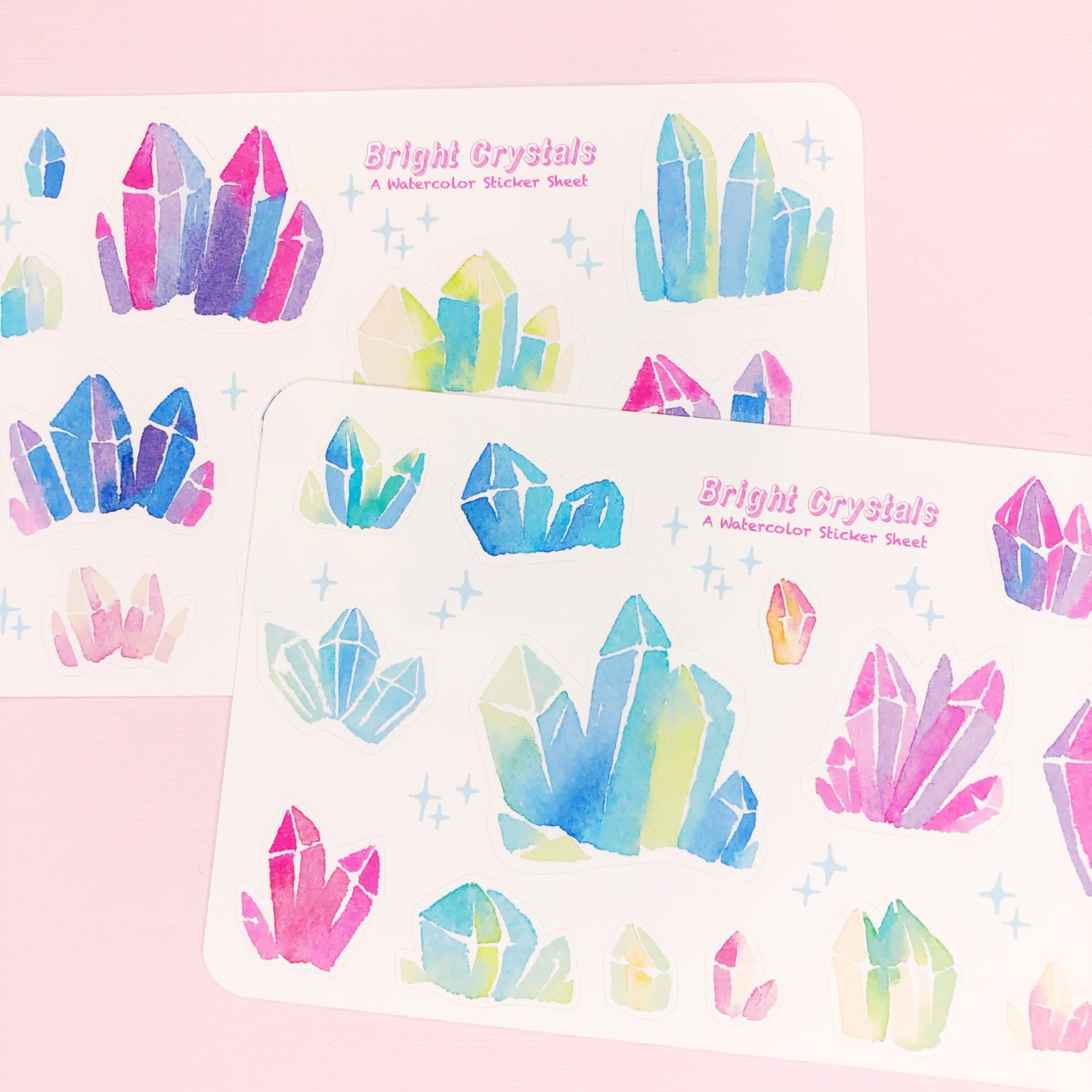 Watercolor Crystal Stickers for Planners, Journals, Scrapbooking, Notebook Deco and more!