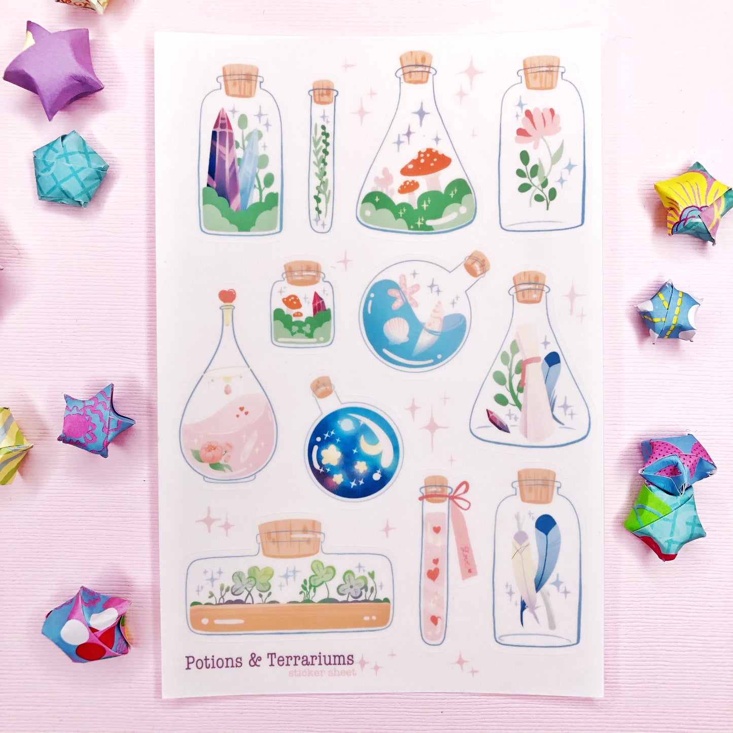 Clear Potion Bottle and Terrarium Stickers for Journaling, Planners and More!