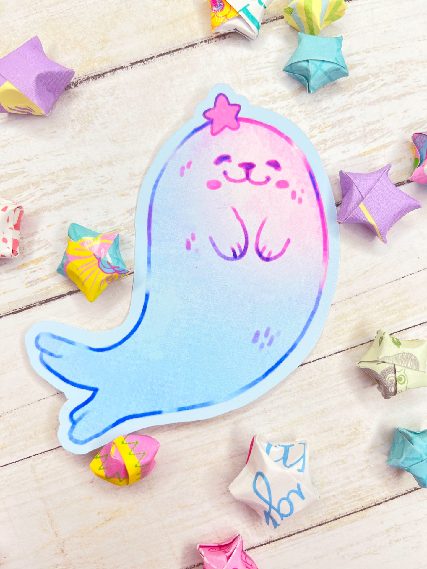 Cute kawaii Baby Seal stickers for water bottles, laptop, scrapbooking, planners and more!