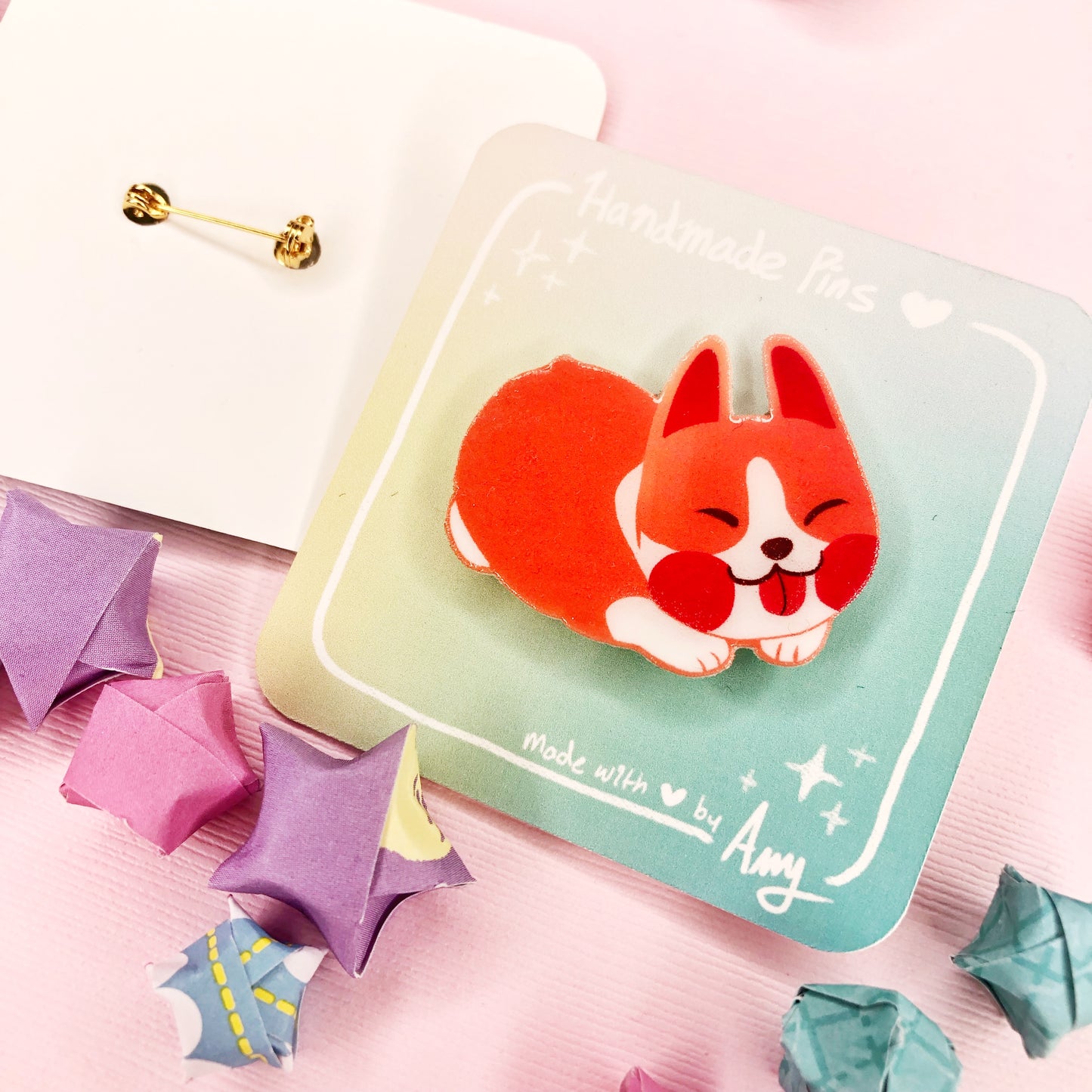 A Cute Handmade Happy Pembroke Welsh Corgi Puppy Resin Brooch