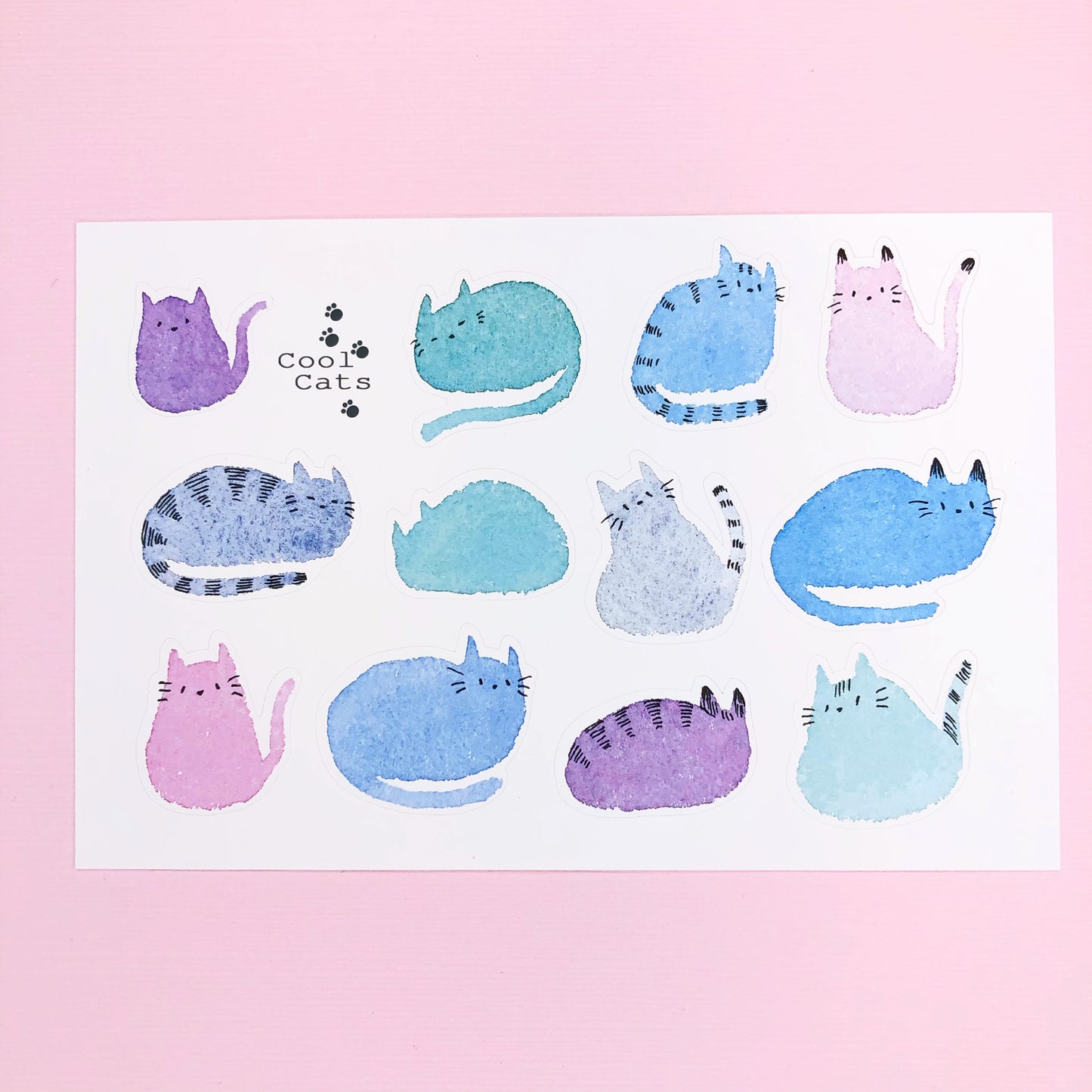 Cute Watercolor Cat Stickers for Planners, Journaling, Scrapbooking, Notebook Decoration and more!