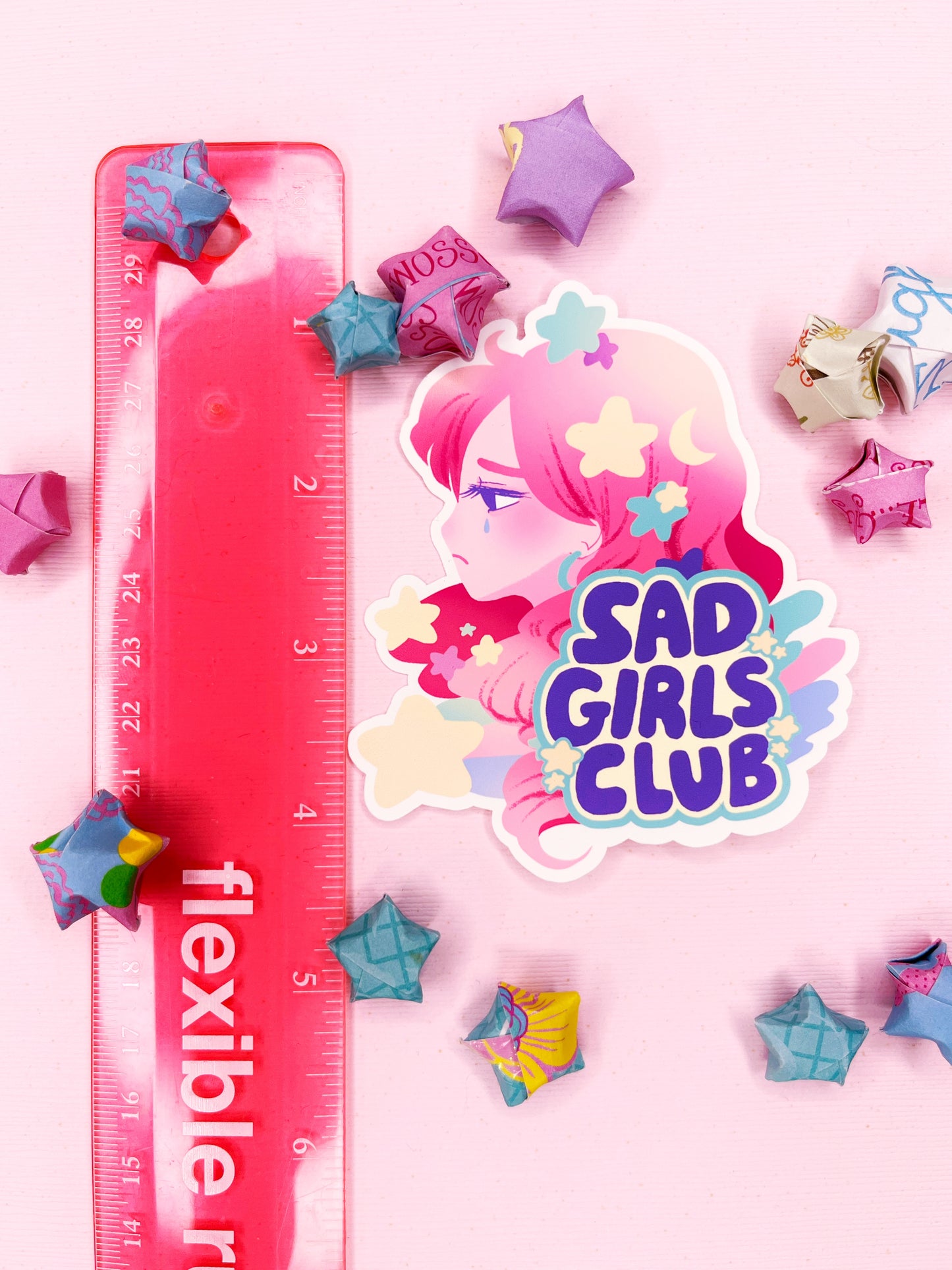 Cute Sad Girls Club Weatherproof Sticker for decorating water bottles, notebooks and more!