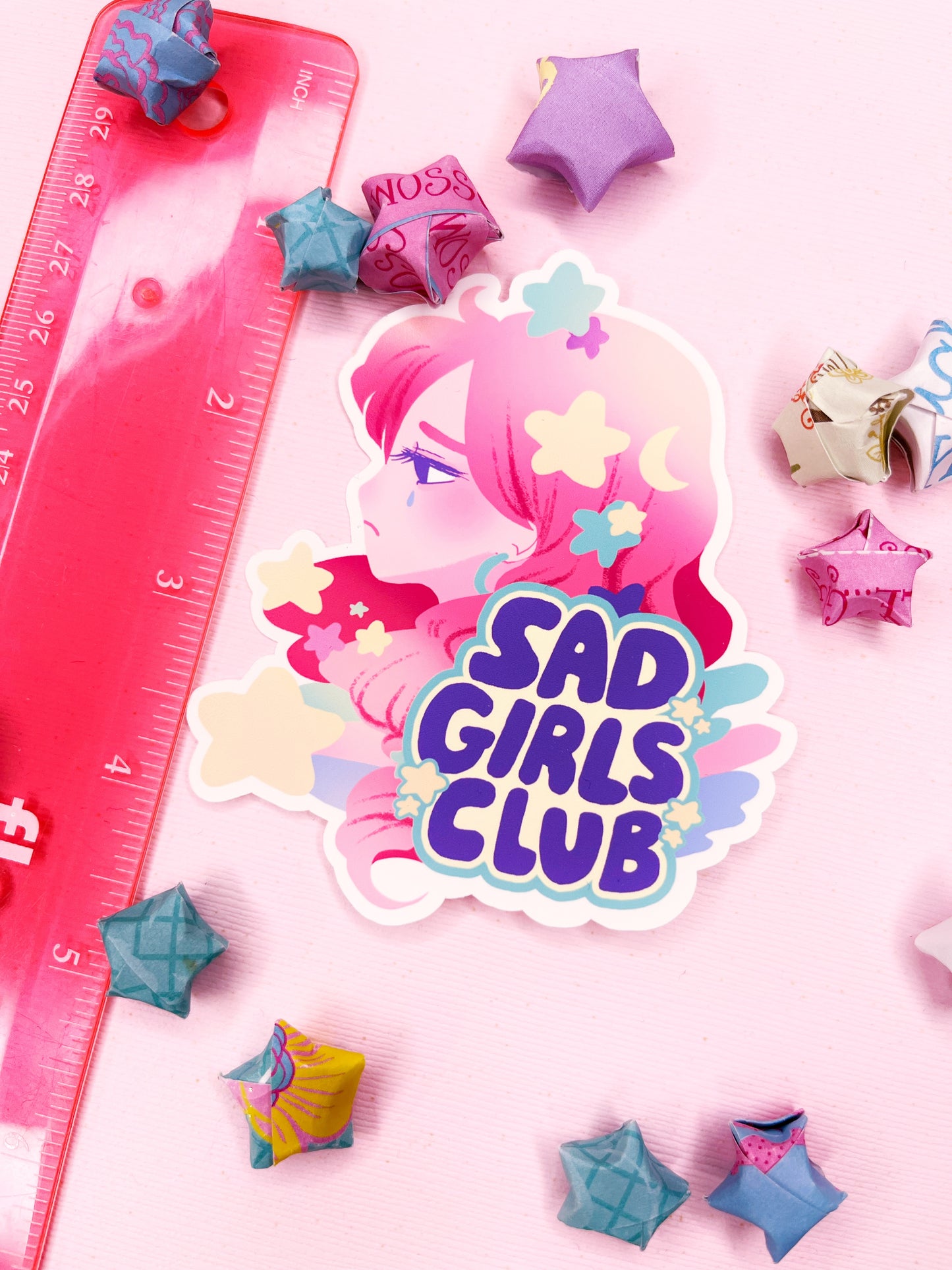 Cute Sad Girls Club Weatherproof Sticker for decorating water bottles, notebooks and more!