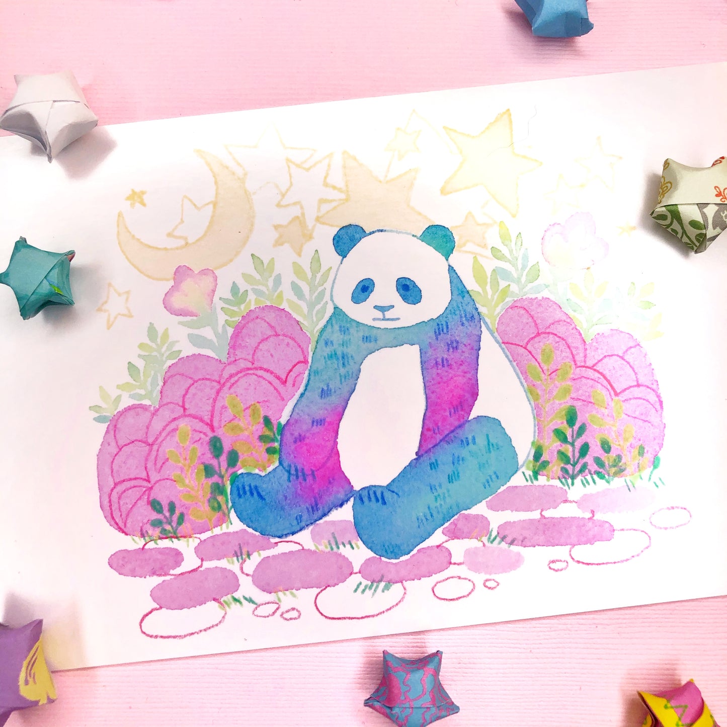 Cute Panda Bear Watercolor Art Print Wall Art Artwork for kids room, nursery, office, children's room, bathroom, home decor