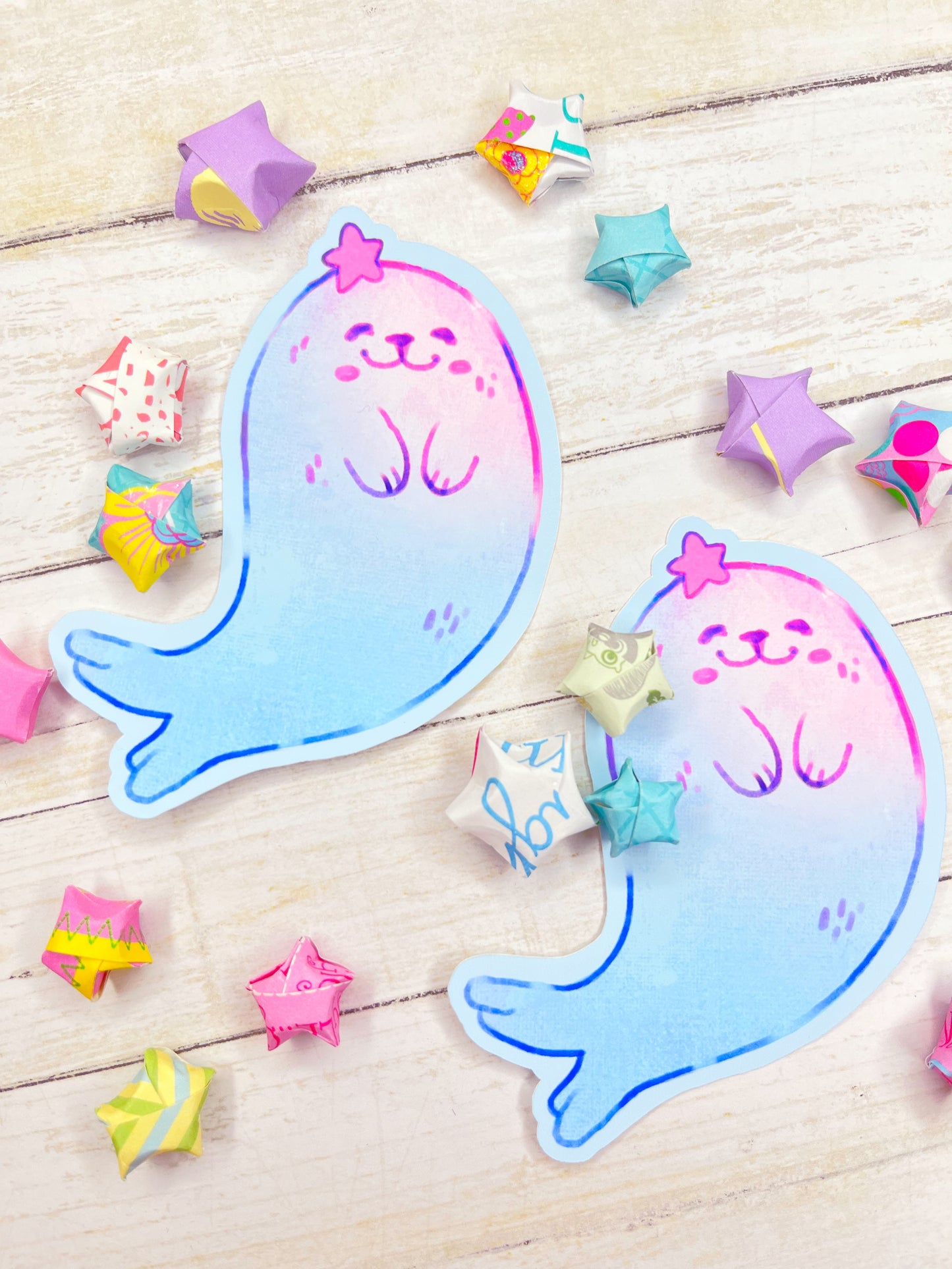 Cute kawaii Baby Seal stickers for water bottles, laptop, scrapbooking, planners and more!