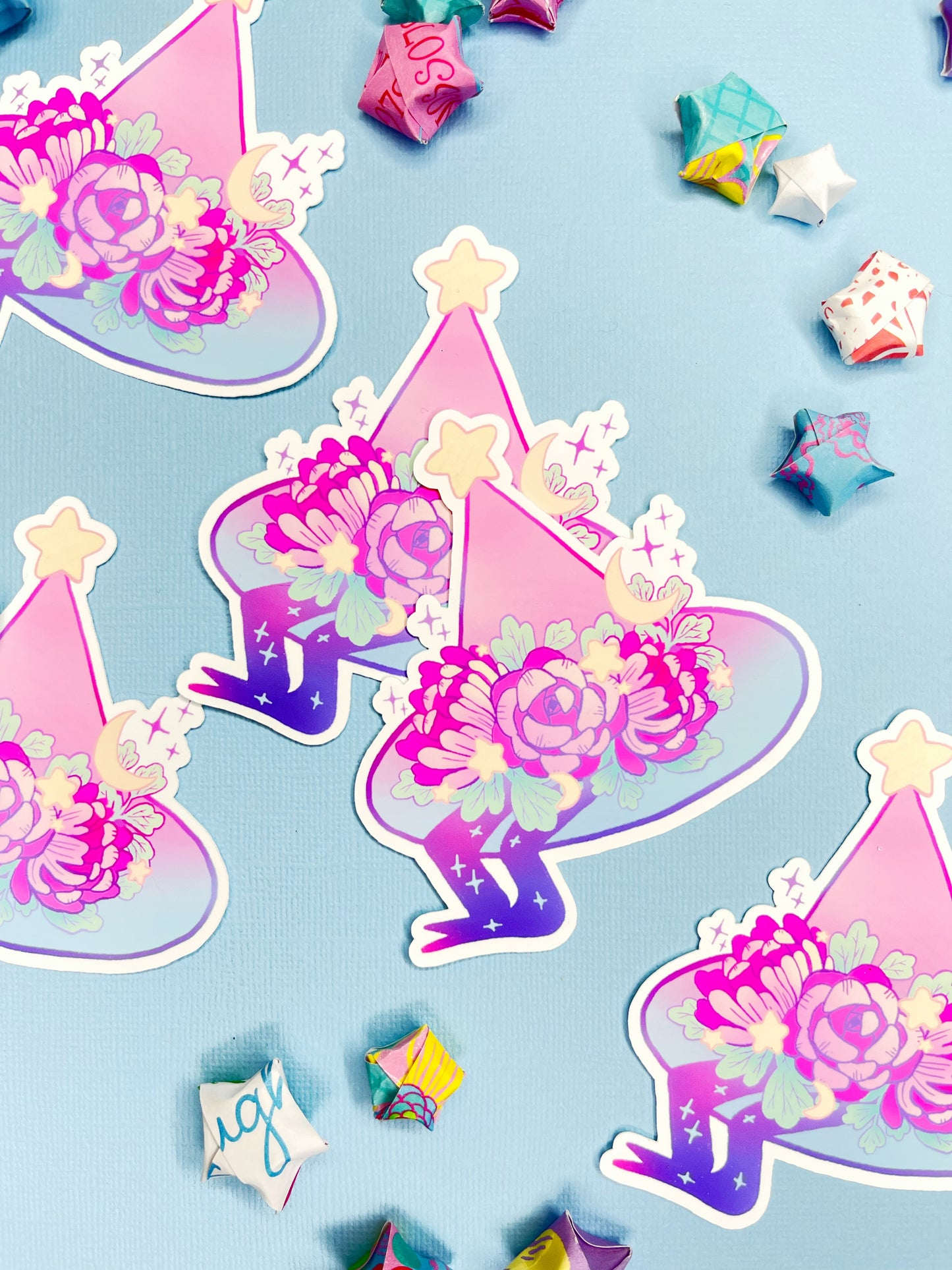 Pastel Floral Deco Witch Hat for Planners, water bottles and more!