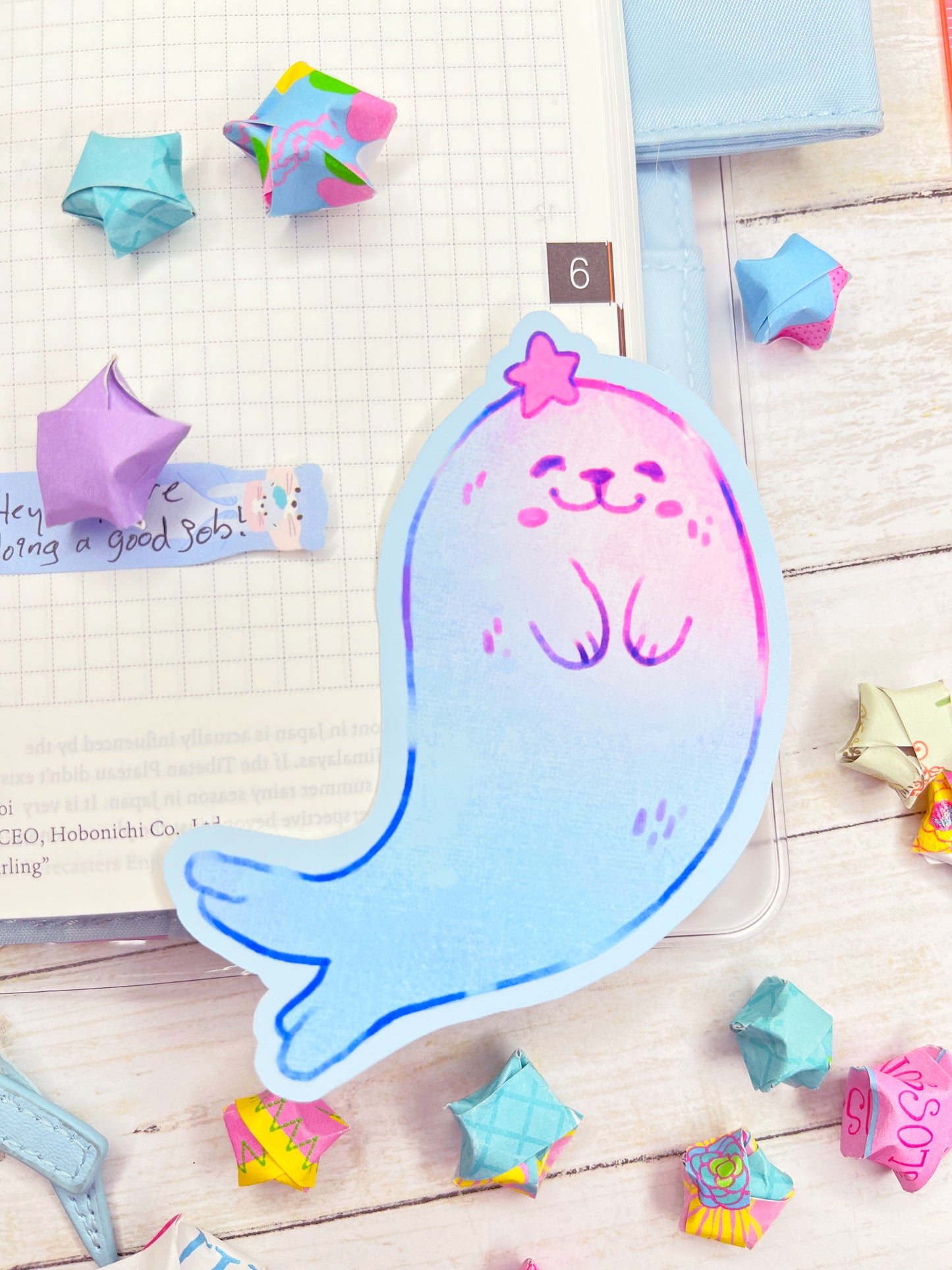 Cute kawaii Baby Seal stickers for water bottles, laptop, scrapbooking, planners and more!