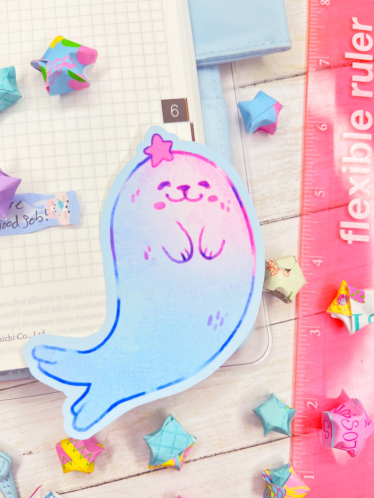 Cute kawaii Baby Seal stickers for water bottles, laptop, scrapbooking, planners and more!