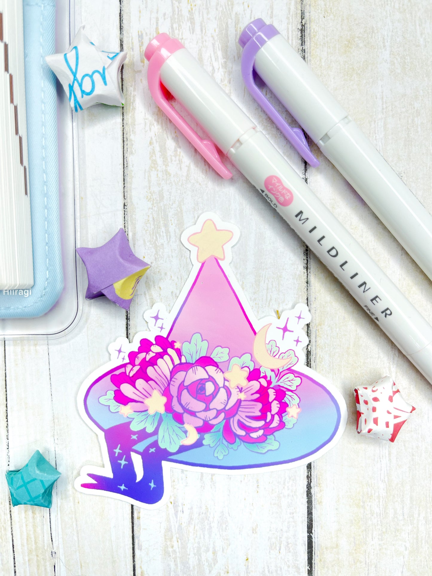 Pastel Floral Deco Witch Hat for Planners, water bottles and more!