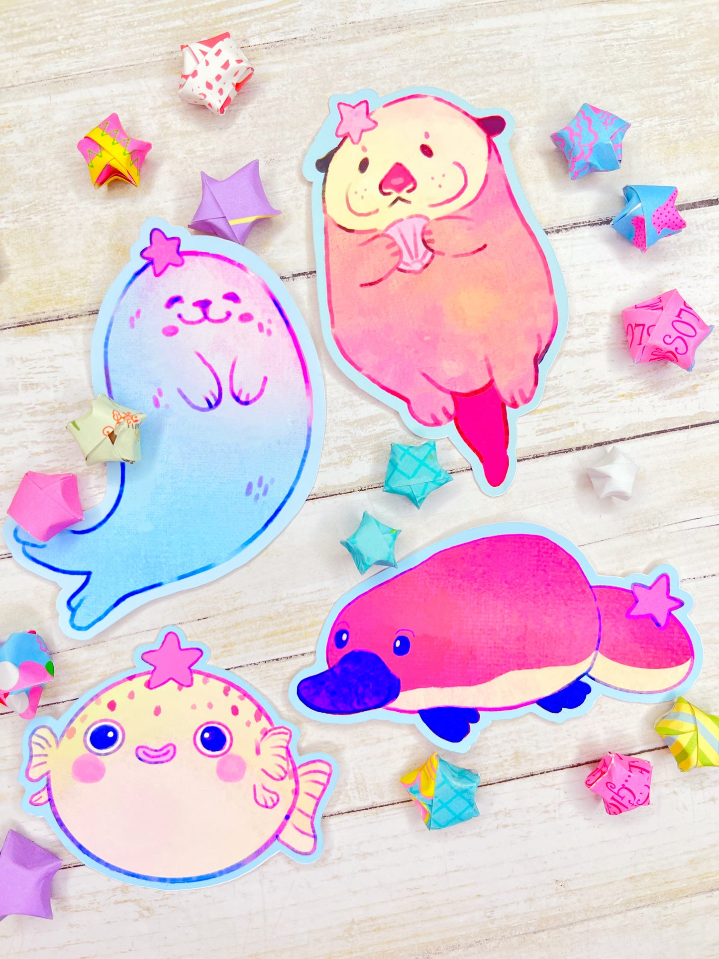 Cute kawaii Baby Seal stickers for water bottles, laptop, scrapbooking, planners and more!