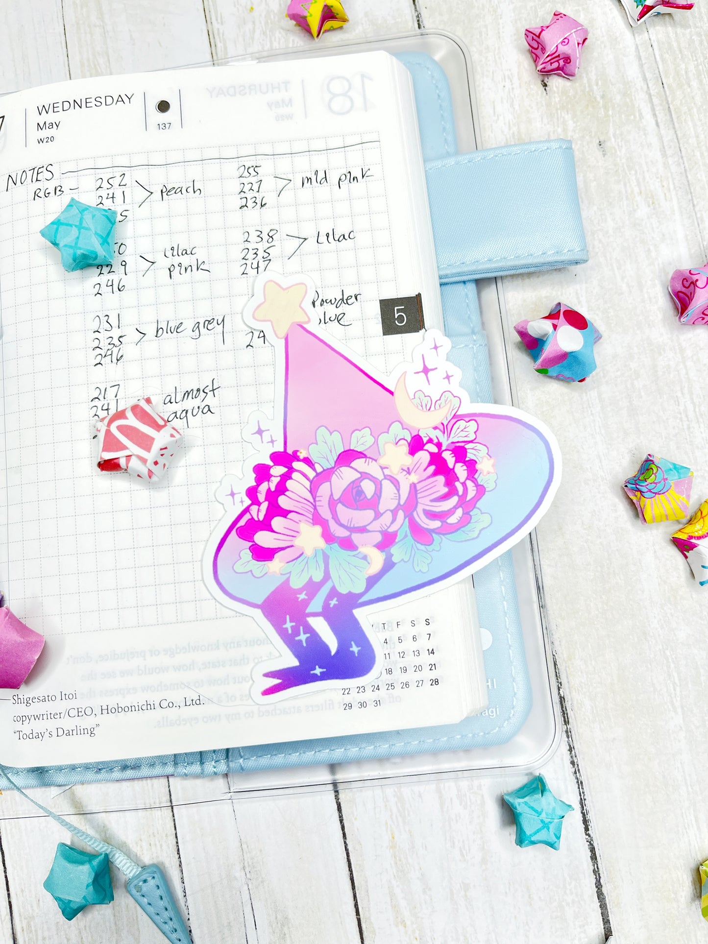 Pastel Floral Deco Witch Hat for Planners, water bottles and more!