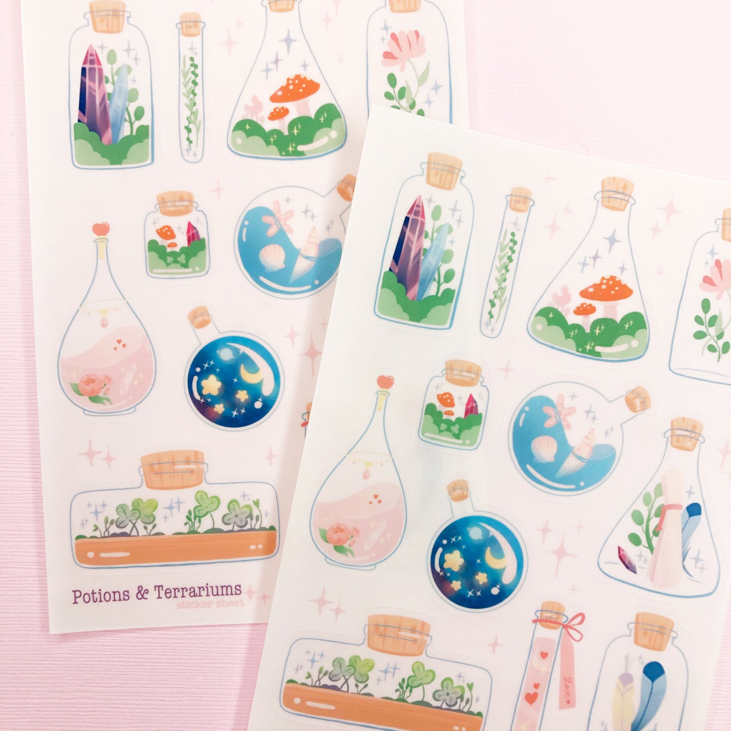 Clear Potion Bottle and Terrarium Stickers for Journaling, Planners and More!