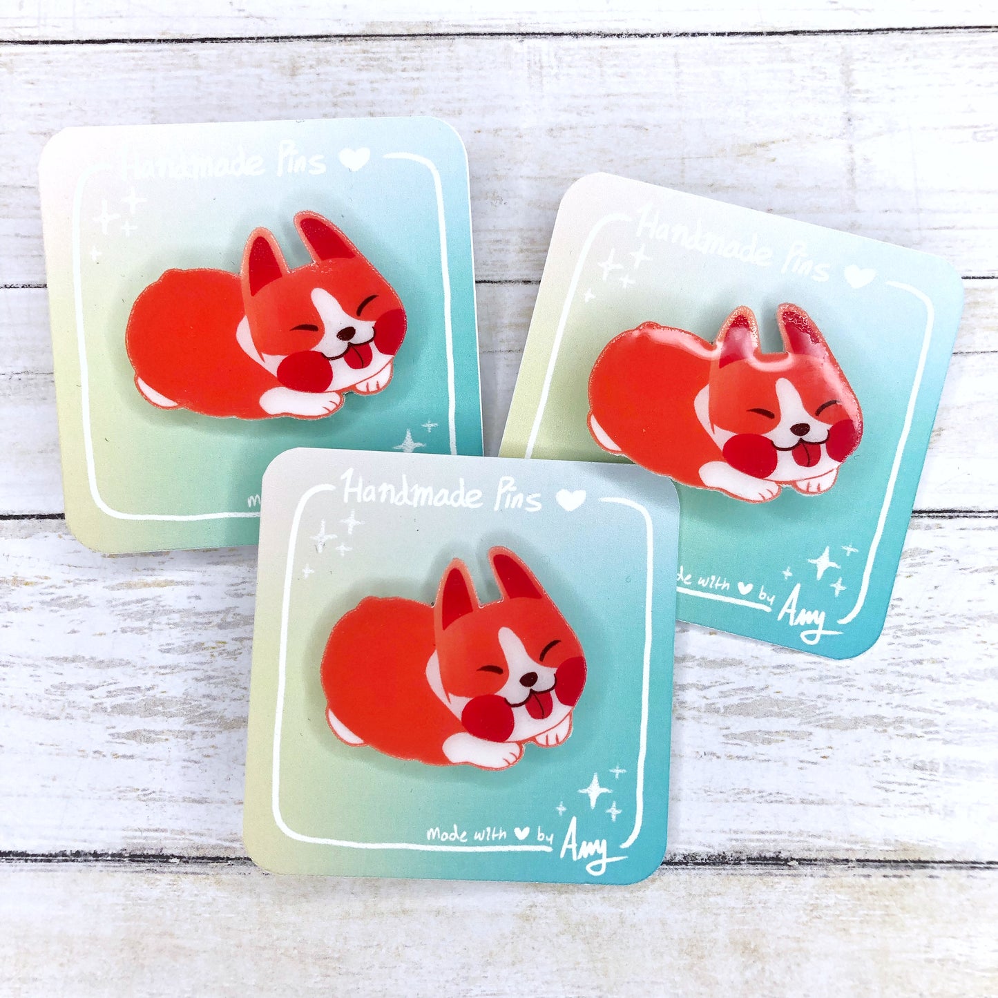 A Cute Handmade Happy Pembroke Welsh Corgi Puppy Resin Brooch