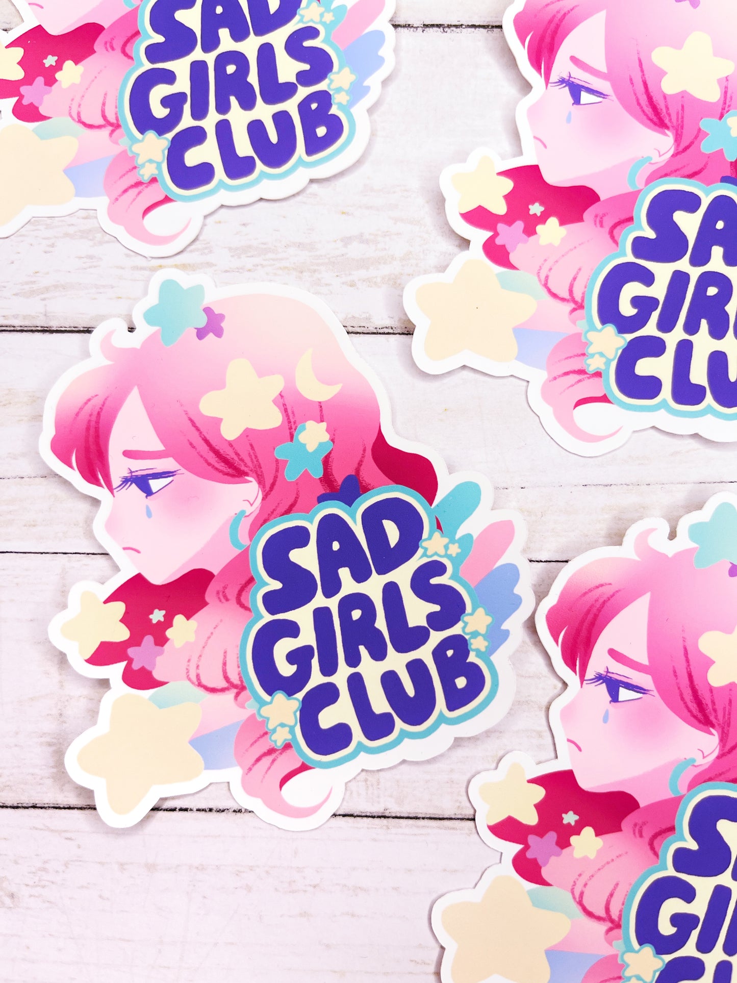 Cute Sad Girls Club Weatherproof Sticker for decorating water bottles, notebooks and more!