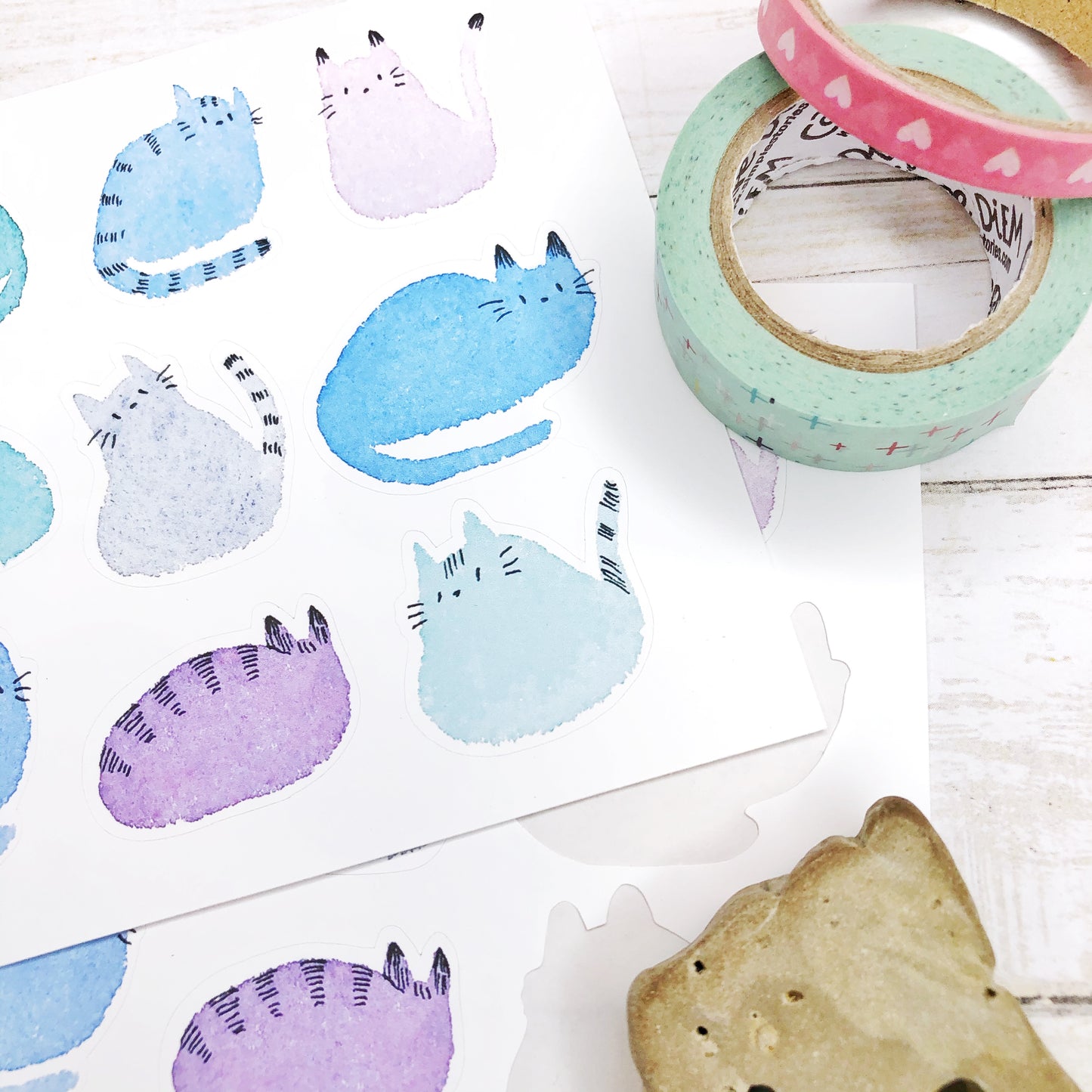 Cute Watercolor Cat Stickers for Planners, Journaling, Scrapbooking, Notebook Decoration and more!