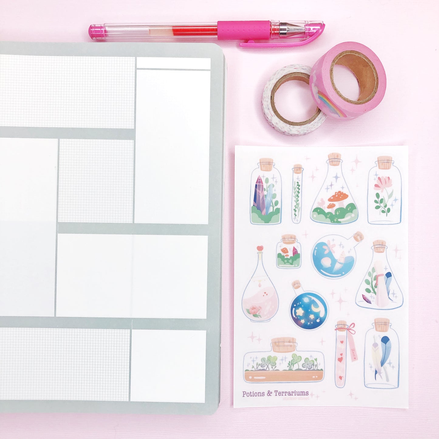 Clear Potion Bottle and Terrarium Stickers for Journaling, Planners and More!