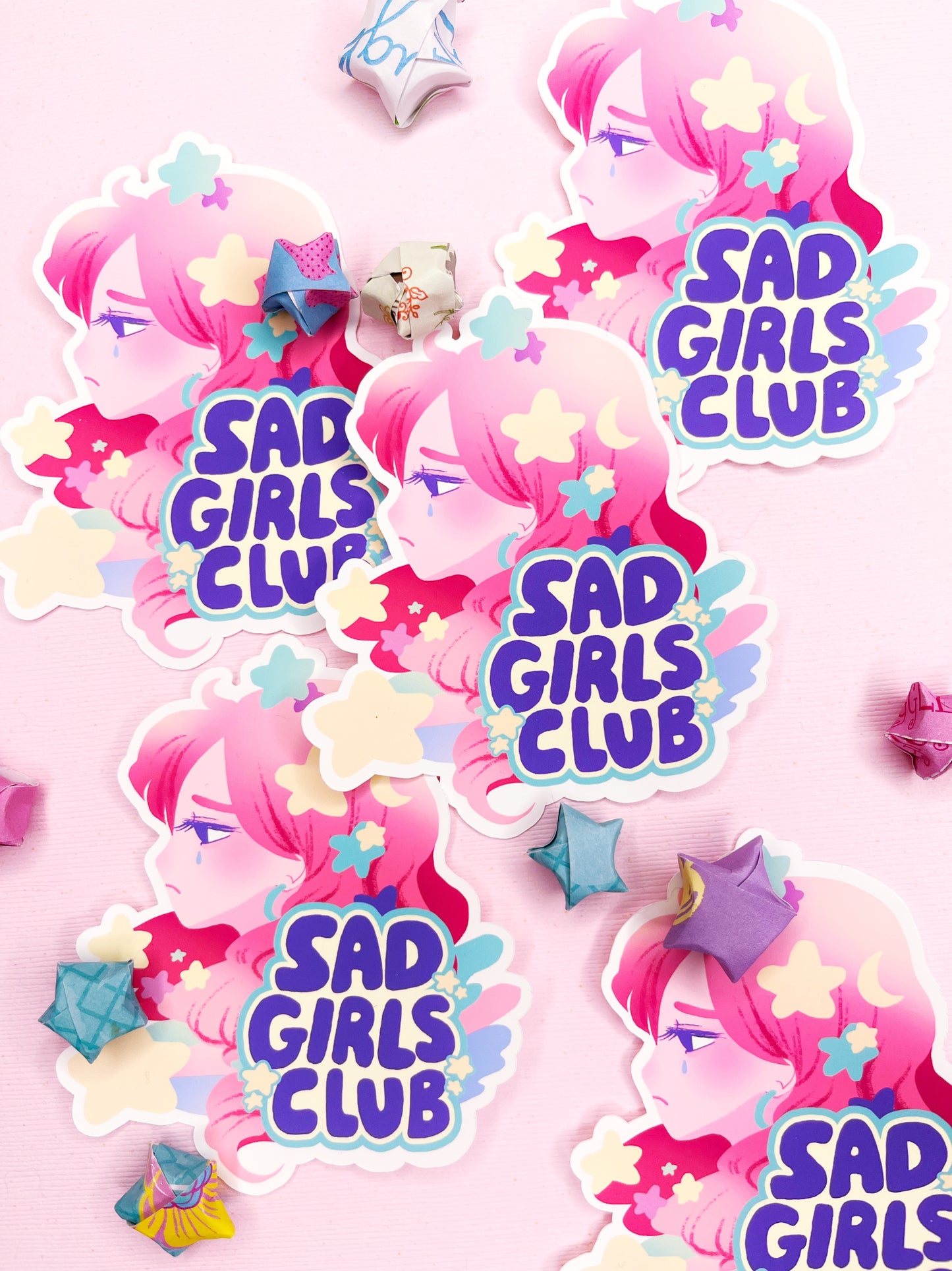 Cute Sad Girls Club Weatherproof Sticker for decorating water bottles, notebooks and more!