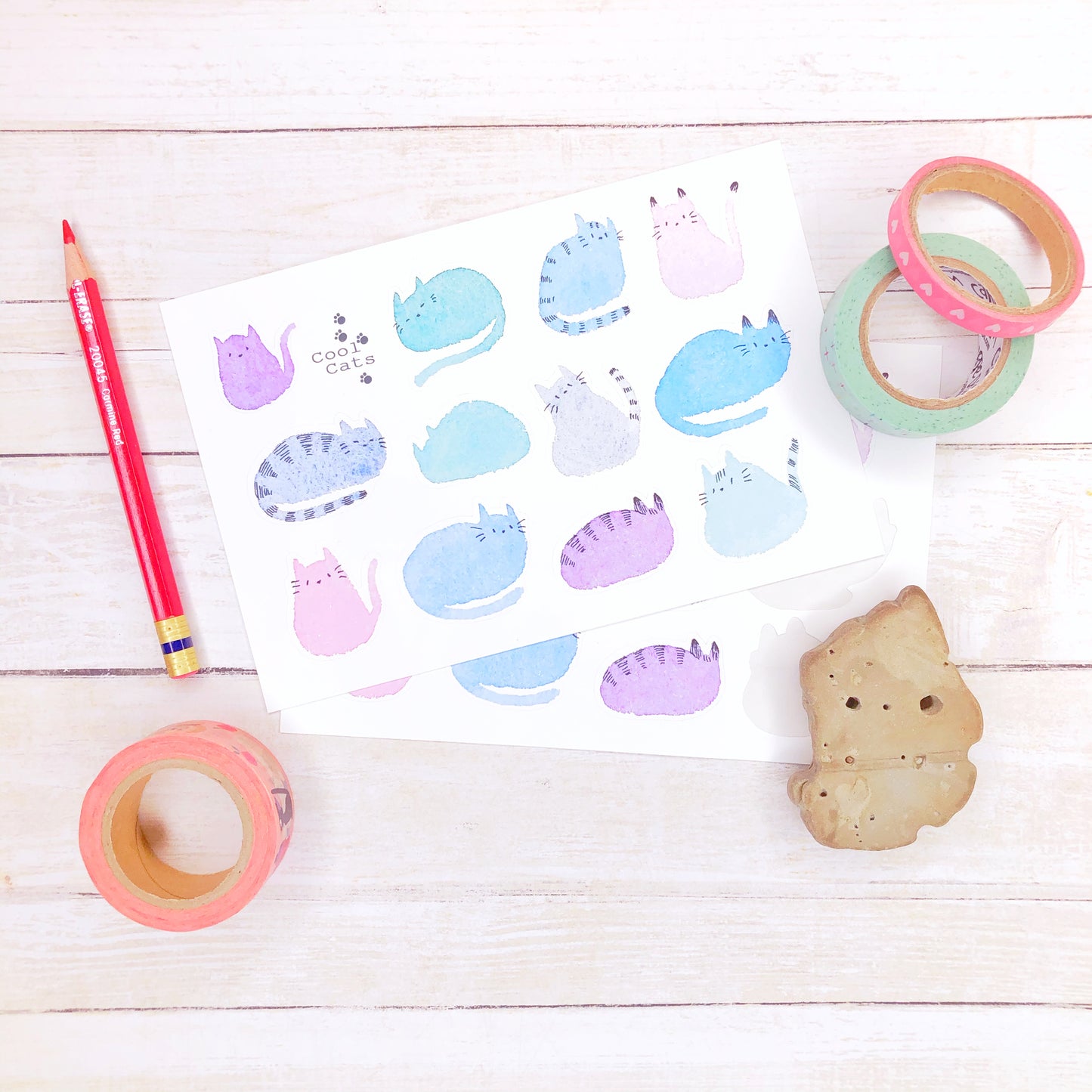 Cute Watercolor Cat Stickers for Planners, Journaling, Scrapbooking, Notebook Decoration and more!