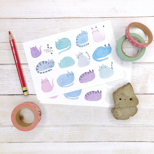 Cute Watercolor Cat Stickers for Planners, Journaling, Scrapbooking, Notebook Decoration and more!