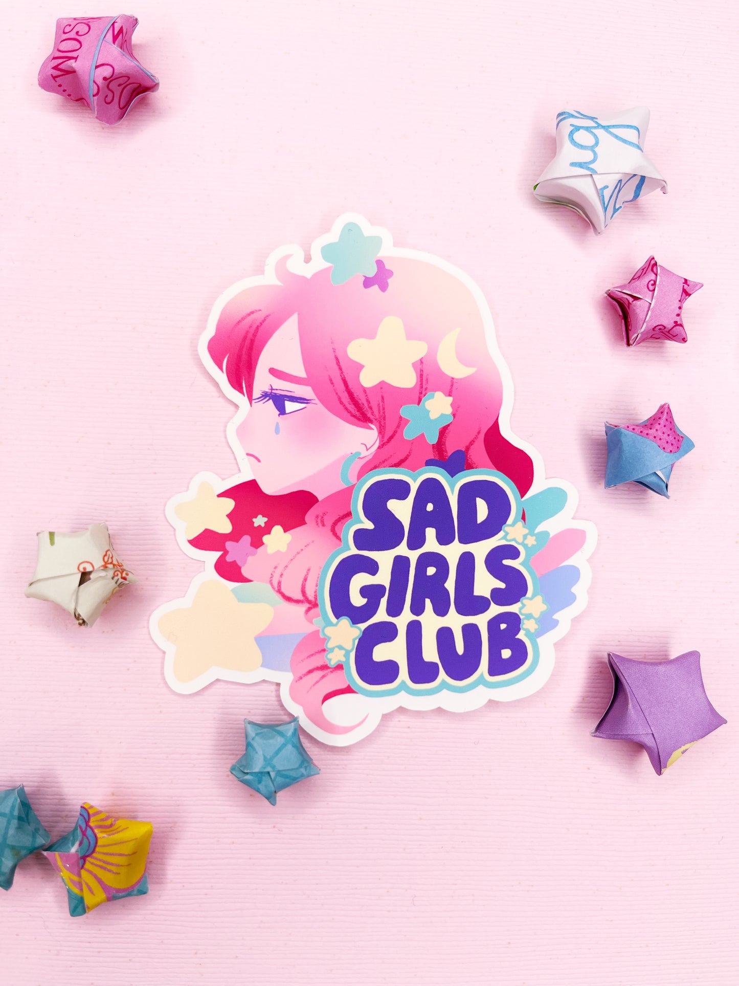 Cute Sad Girls Club Weatherproof Sticker for decorating water bottles, notebooks and more!