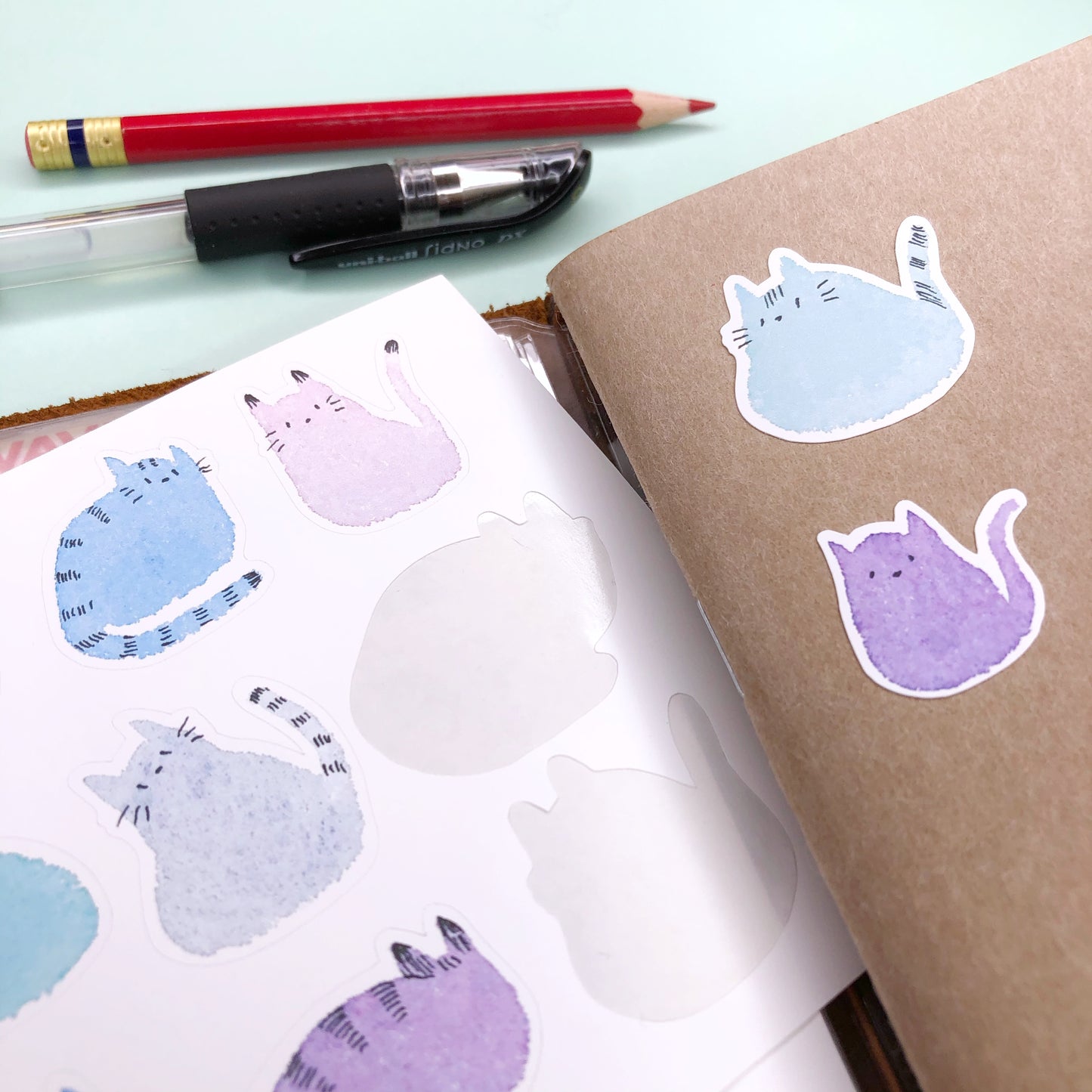 Cute Watercolor Cat Stickers for Planners, Journaling, Scrapbooking, Notebook Decoration and more!