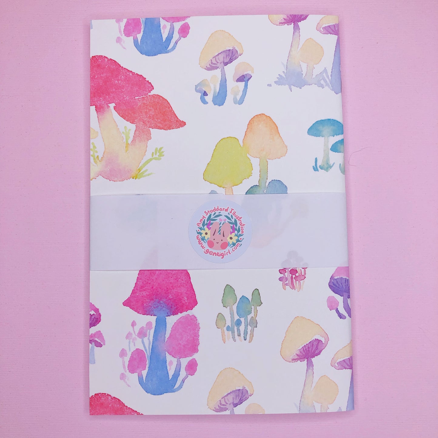 Beautiful Watercolor Mushroom Handmade Notebook Blank Book in A5 Half Letter for journaling, sketching and more!