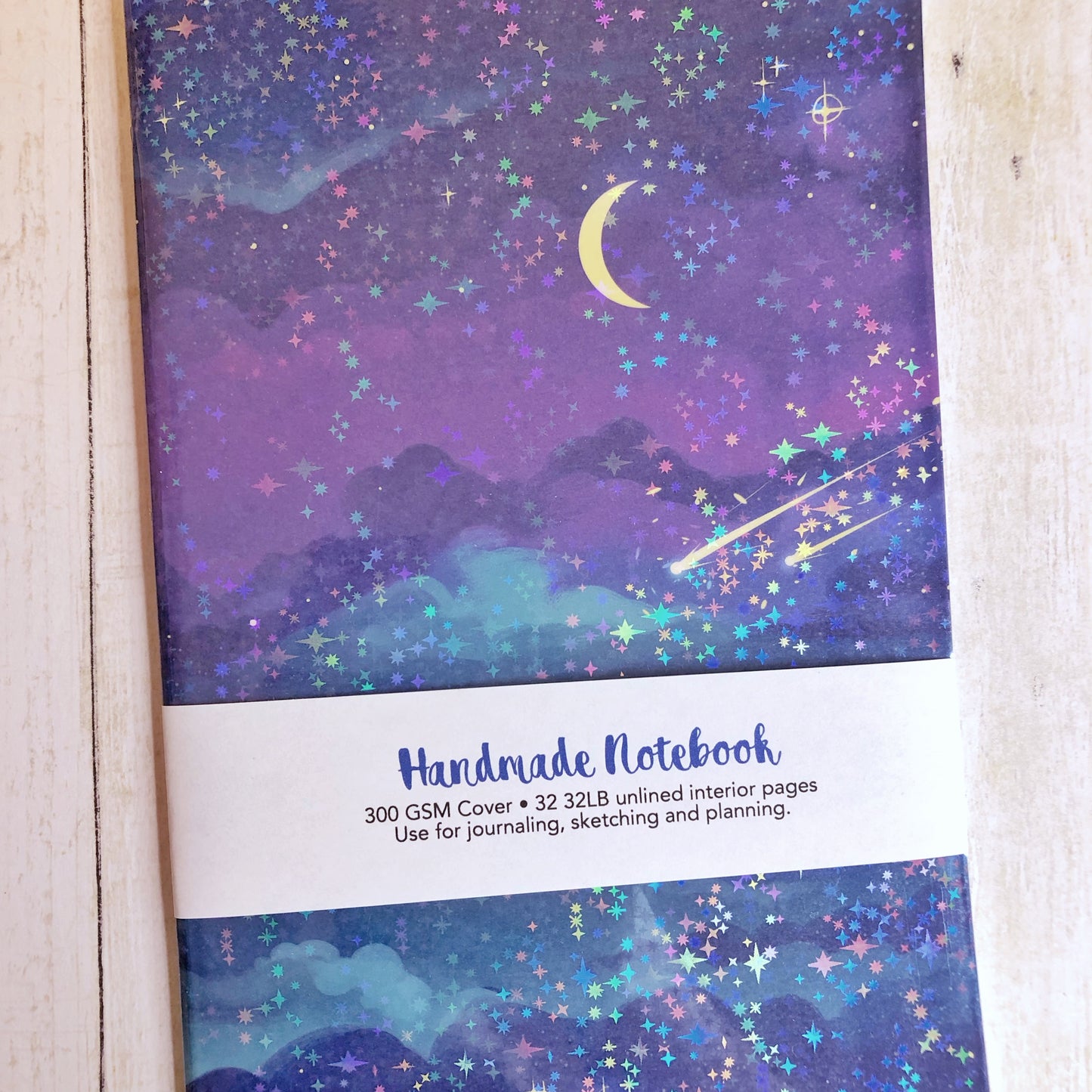 Beautiful Starry Sky Handmade Notebook Blank Book in A5 Half Letter for journaling, sketching and more!