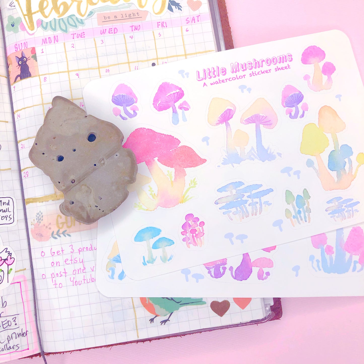 Watercolor Mushroom Stickers for Planners, Journals, Grimoire, Scrapbooking, Notebooks and more!