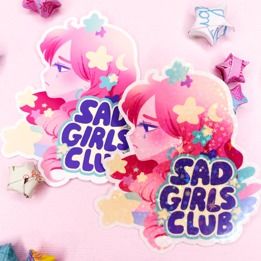 Cute Sad Girls Club Weatherproof Sticker for decorating water bottles, notebooks and more!