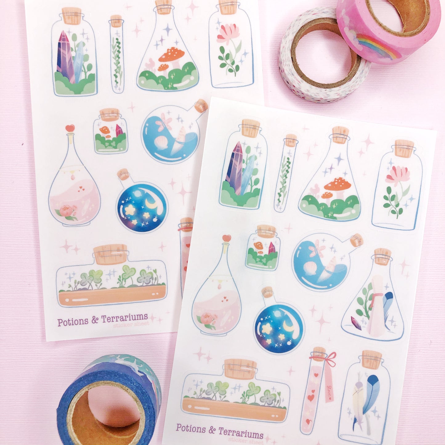 Clear Potion Bottle and Terrarium Stickers for Journaling, Planners and More!