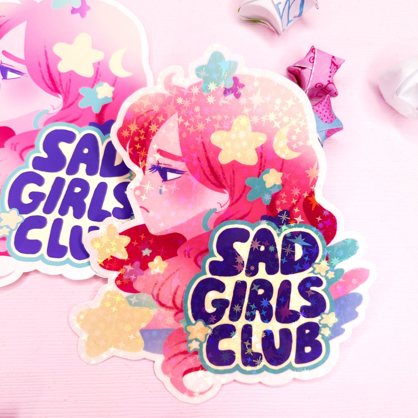 Cute Sad Girls Club Weatherproof Sticker for decorating water bottles, notebooks and more!