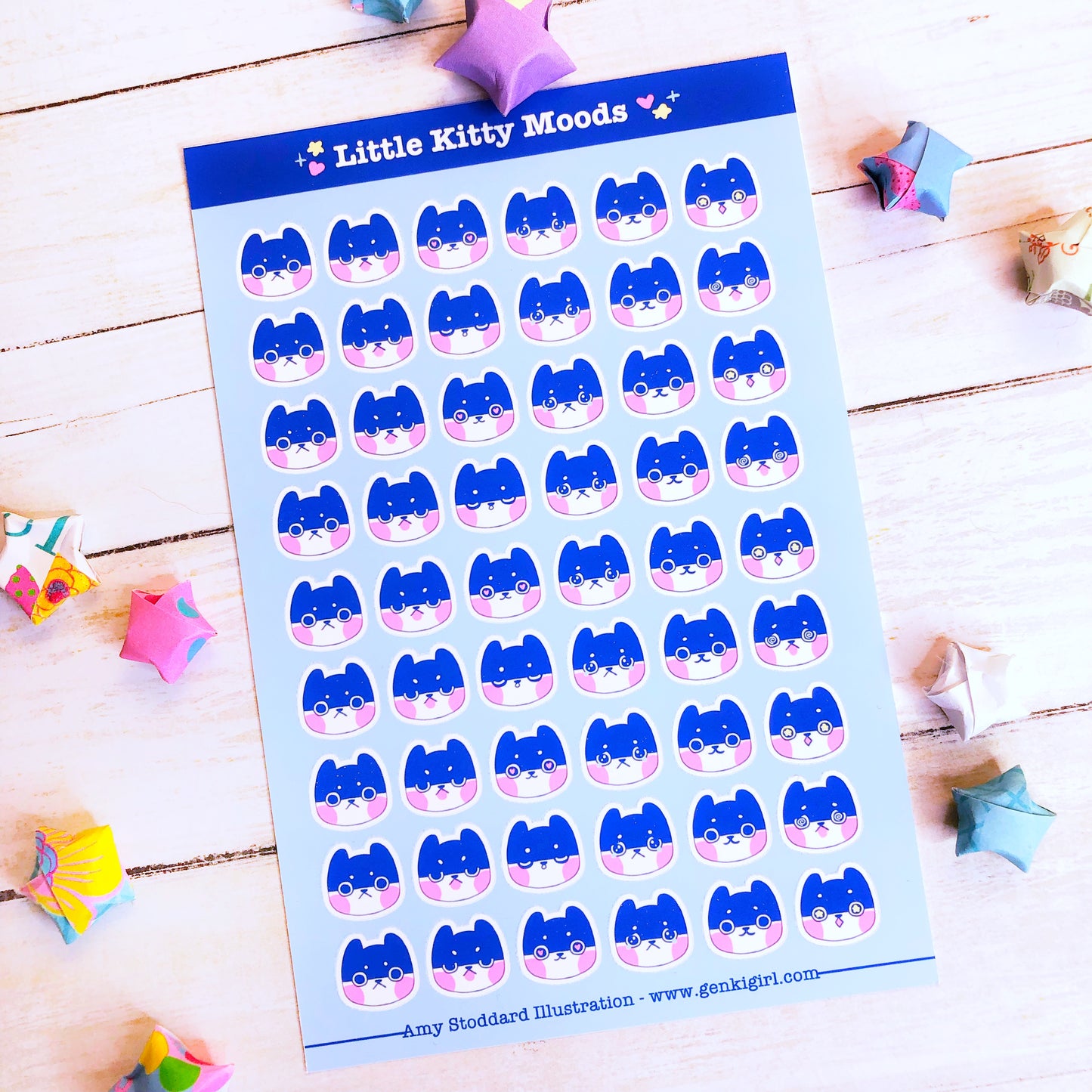 Cute Kawaii Kitty Cat Mood Tracker Stickers for Planners, Journals and more!