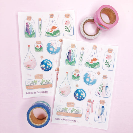 Clear Potion Bottle and Terrarium Stickers for Journaling, Planners and More!