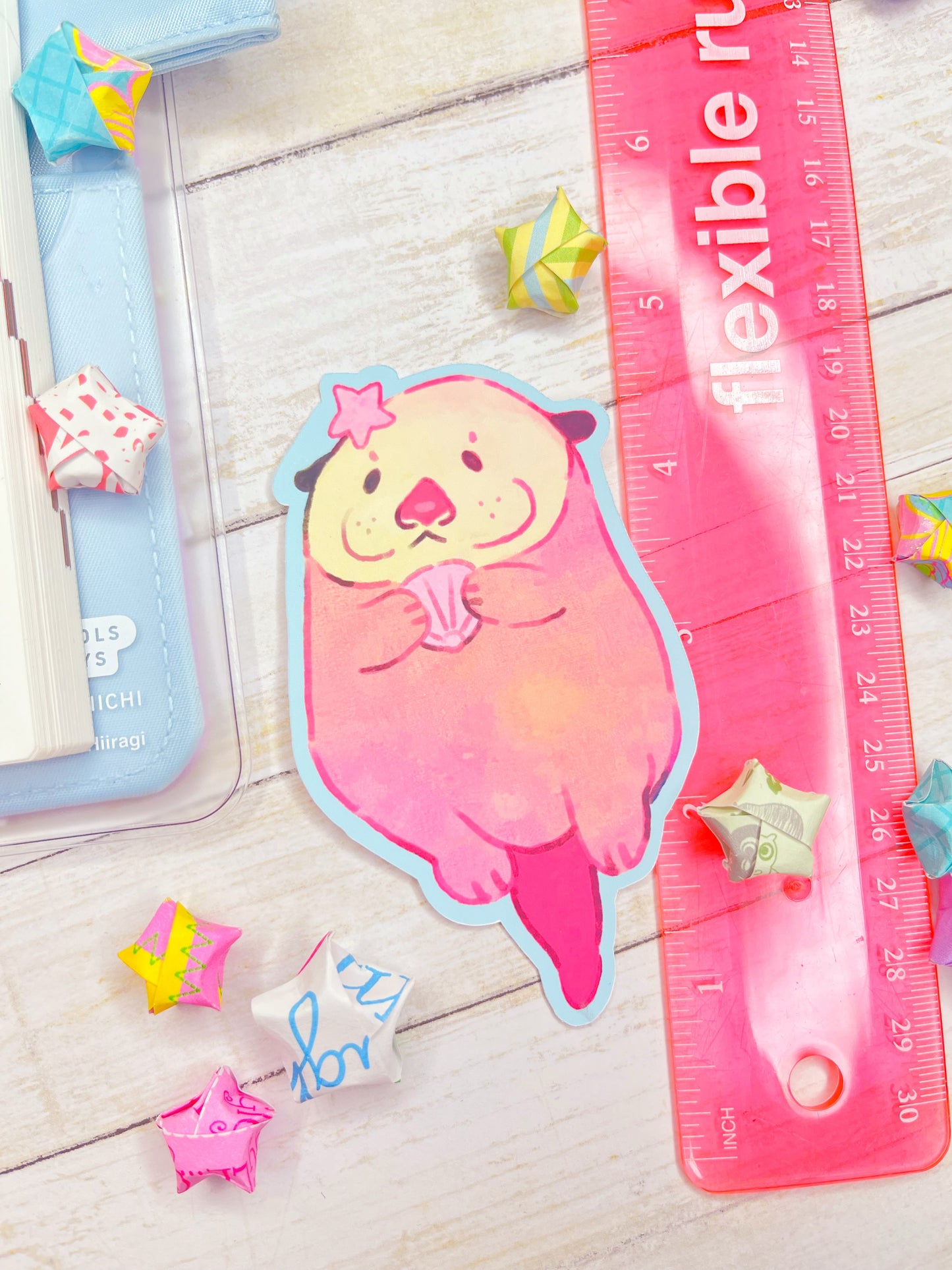 Cute kawaii sea otter large stickers for water bottles, laptop, scrapbooking, planners and more!