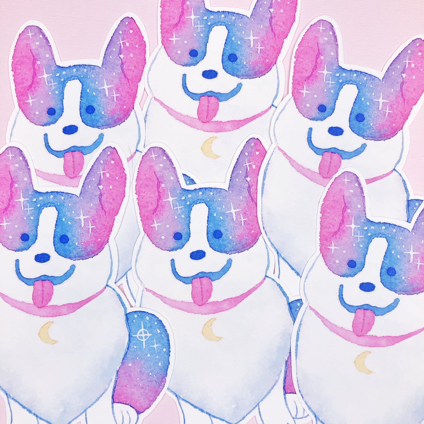 Extra Large Cute Space Corgi Watercolor Sticker for laptops, water bottles and more!