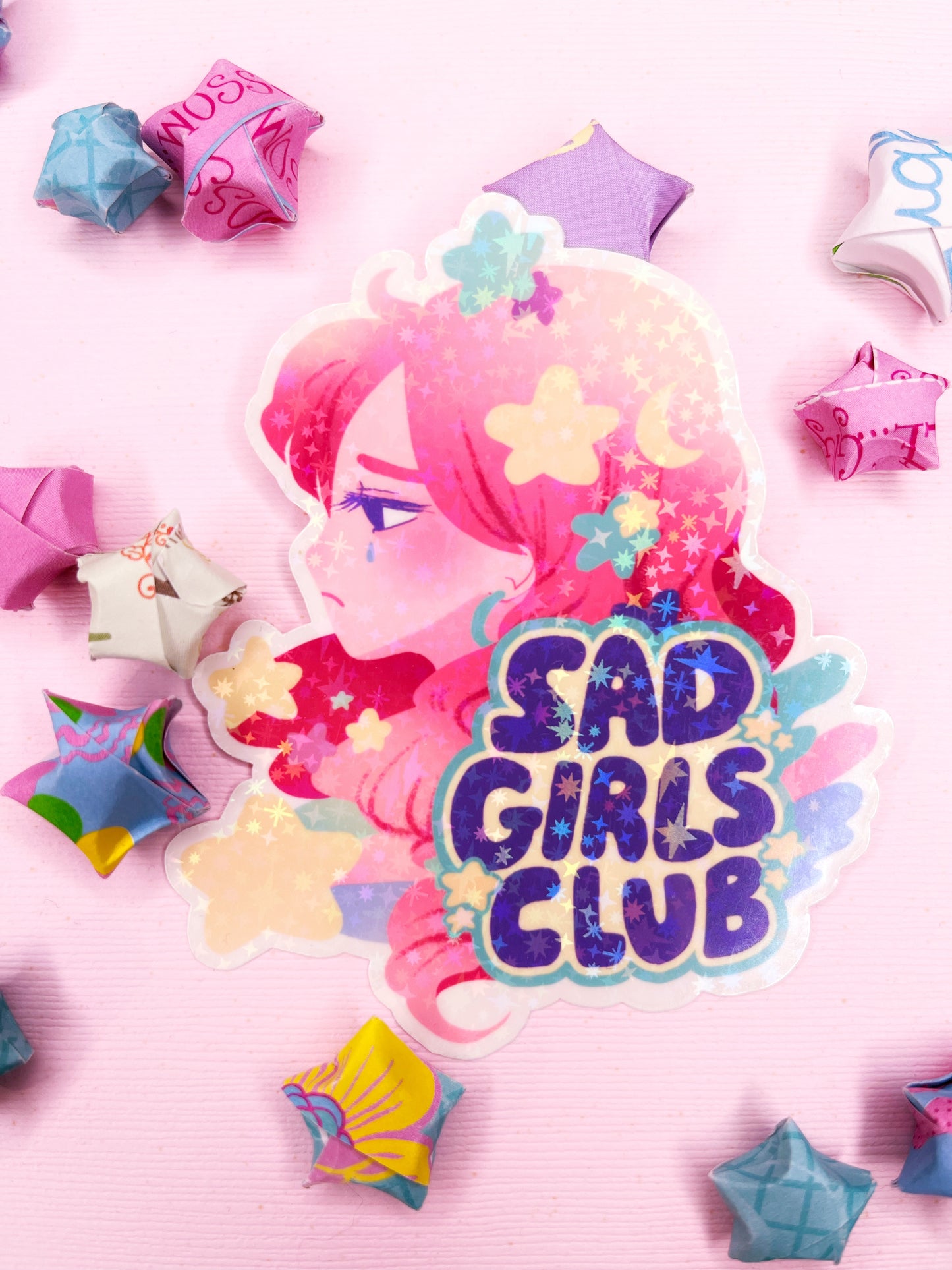 Cute Sad Girls Club Weatherproof Sticker for decorating water bottles, notebooks and more!