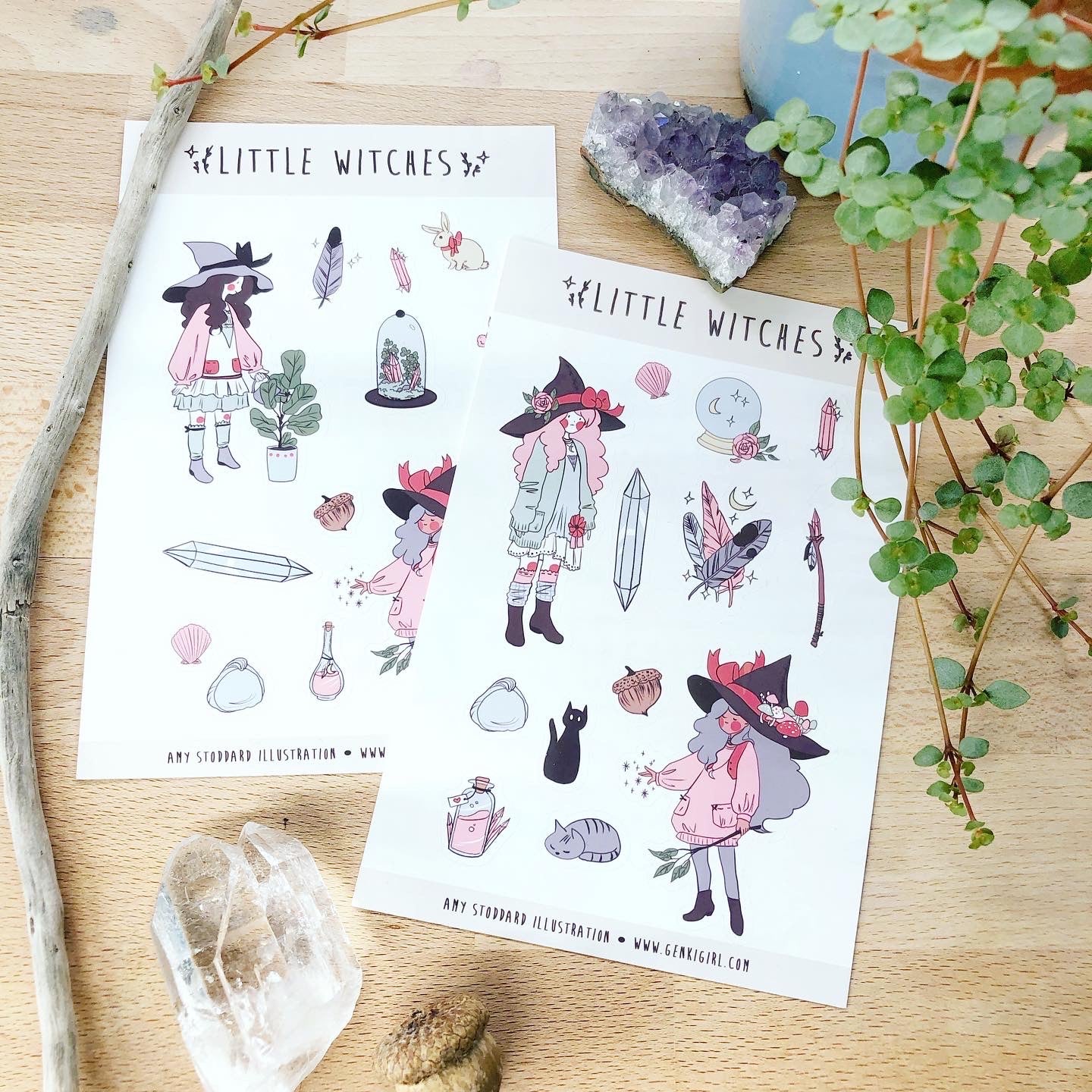 Little Witches Sticker Set for Planners, Journals, Scrapbooking, Grimoires and more!