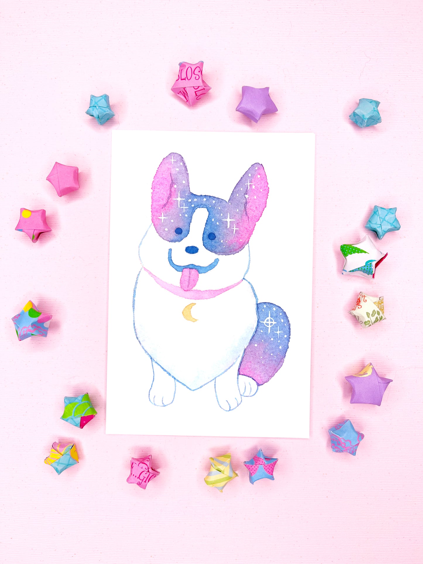 Cute Space Corgi Art Print Wall Art Artwork for kids room, nursery, office, children's room, bathroom, home decor