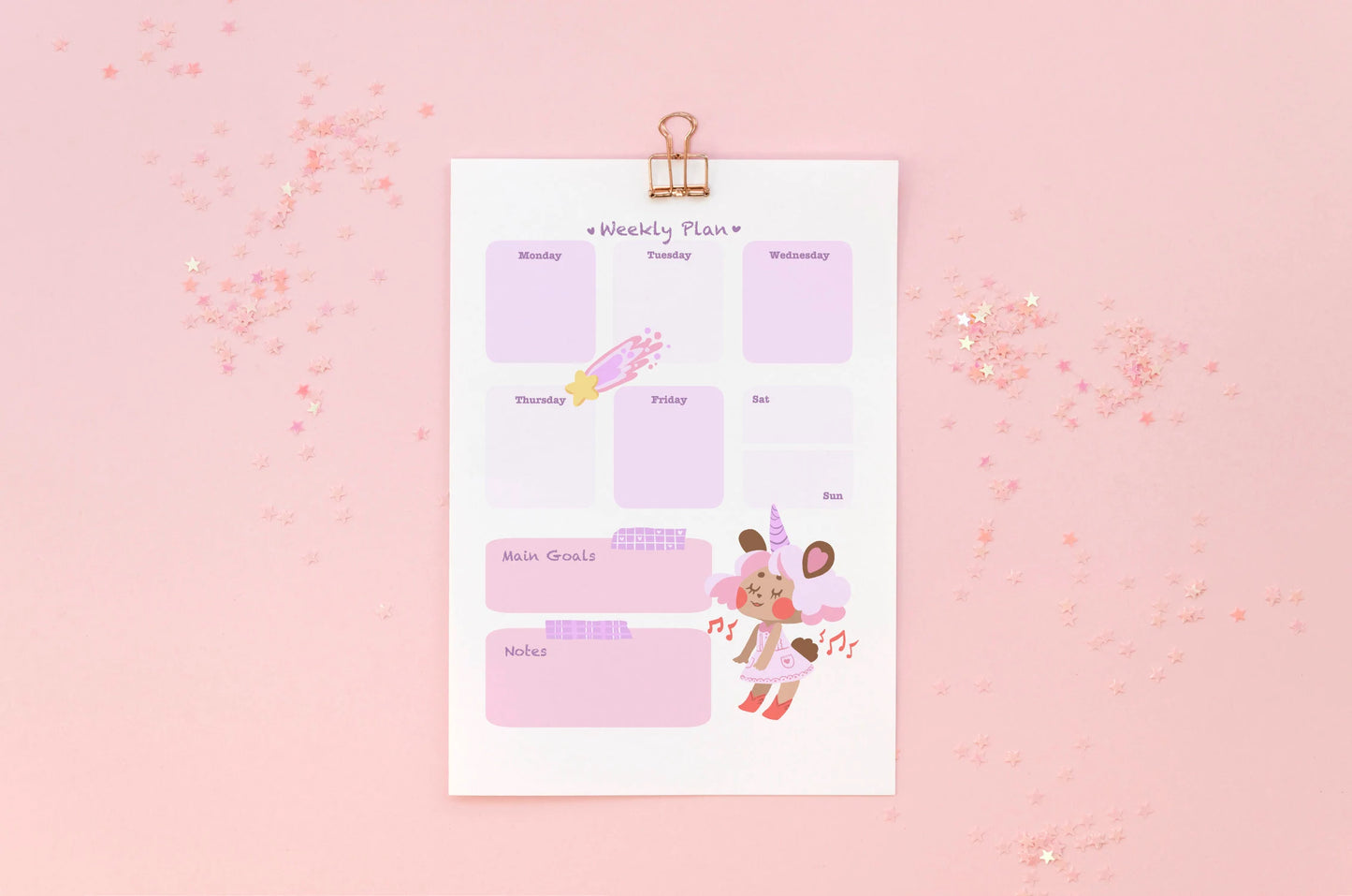 A Super Cute Set of 4 Different Letter Sized Planner Printables Featuring a cute Unicorn Bear